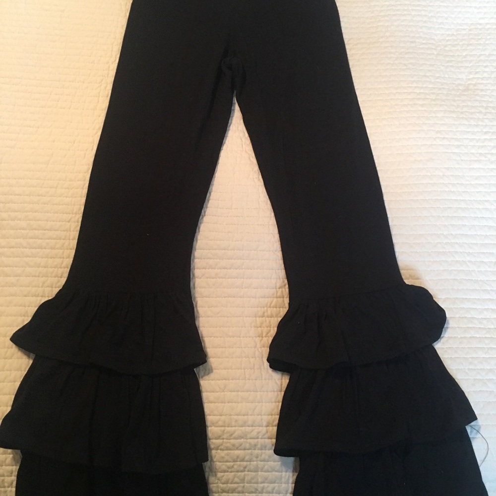 Black ruffle pants
